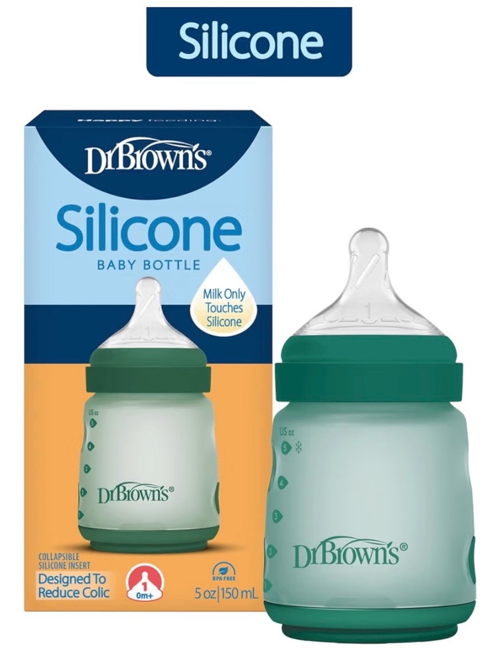 Dr. Brown's Silicone Baby Bottle in Green